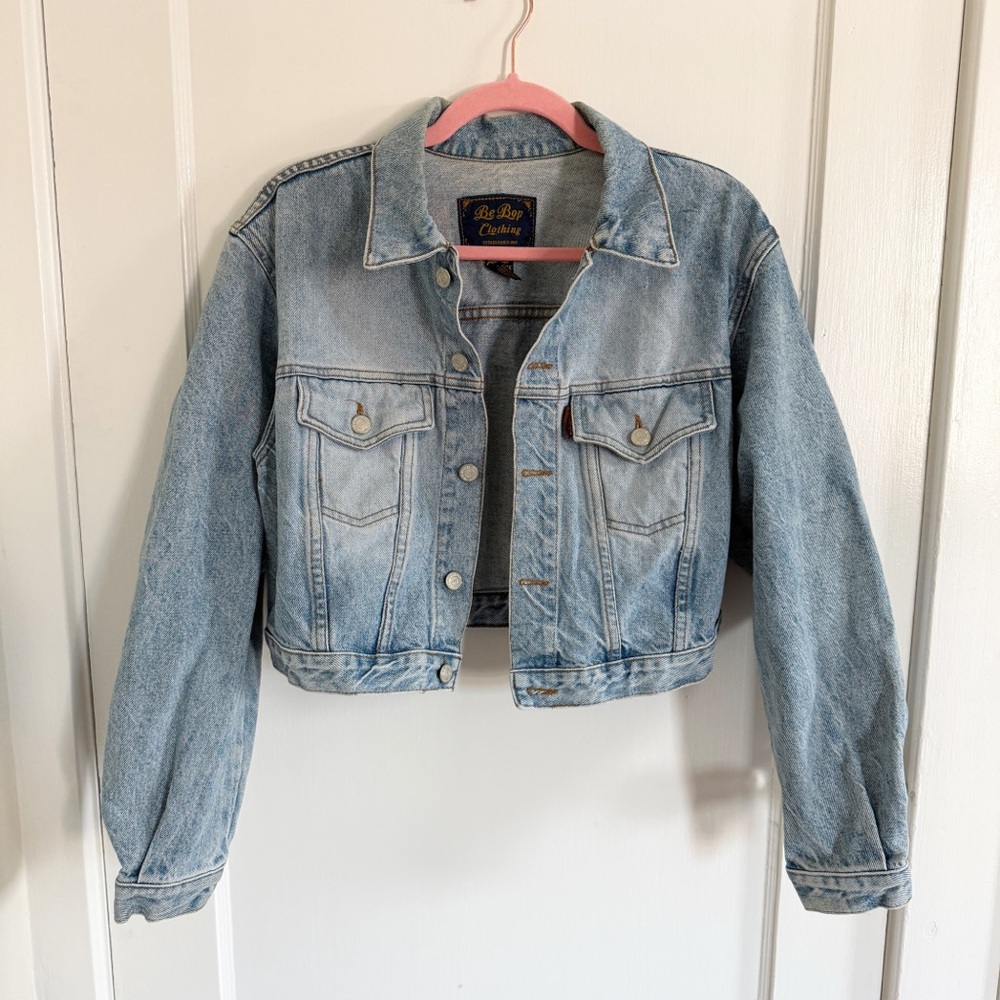 VINTAGE BEBOP MADE IN USA CROPPED DENIM JACKET MEDIUM WASH